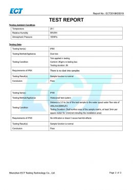 EK IP66 TESTING Certifikat